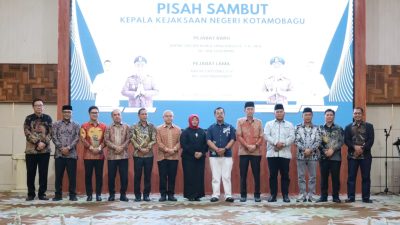 Bupati Bolmong hadiri pisah sambut Kajari Kotamobagu guna memperkuat sinergi hukum, pemerintahan, dan pembangunan wilayah Bolaang Mongondow Raya.